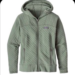 Patagonia Organic Cotton Quilt Hoody green Full Zip sweatshirt jacket large